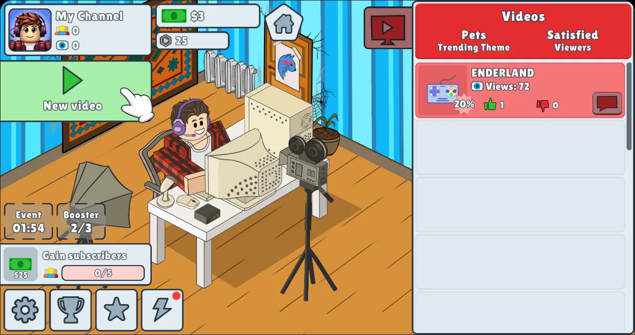 Idle Vlogger Simulator gameplay screenshot 1